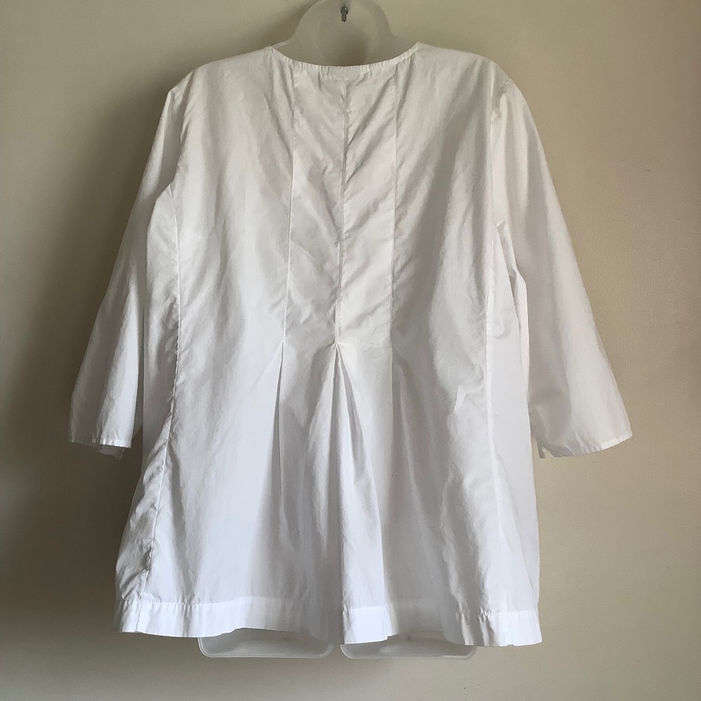J. Jill Womens White 100% Cotton Pintuck Pleated Button Down Tunic Top 1X - Picture 7 of 12